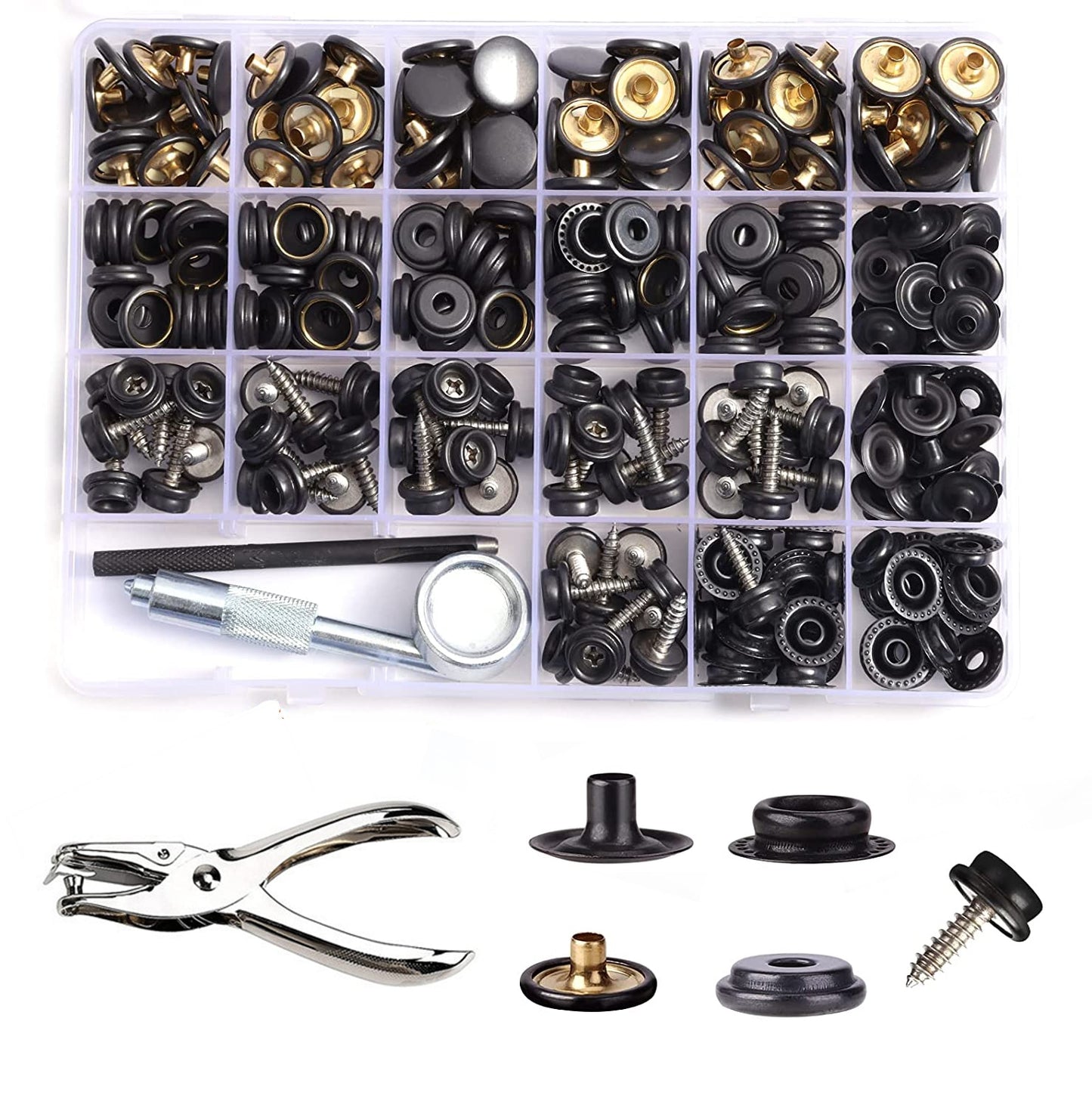 Stainless Steel Marine Grade Canvas and Upholstery Boat Cover Snap Button Fastener Kit with Setting Tool