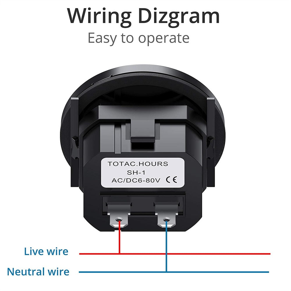 Mechanical Round Hour Meter Gauge AC/DC 6V-80V Quartz Hour Meter 2 Inch