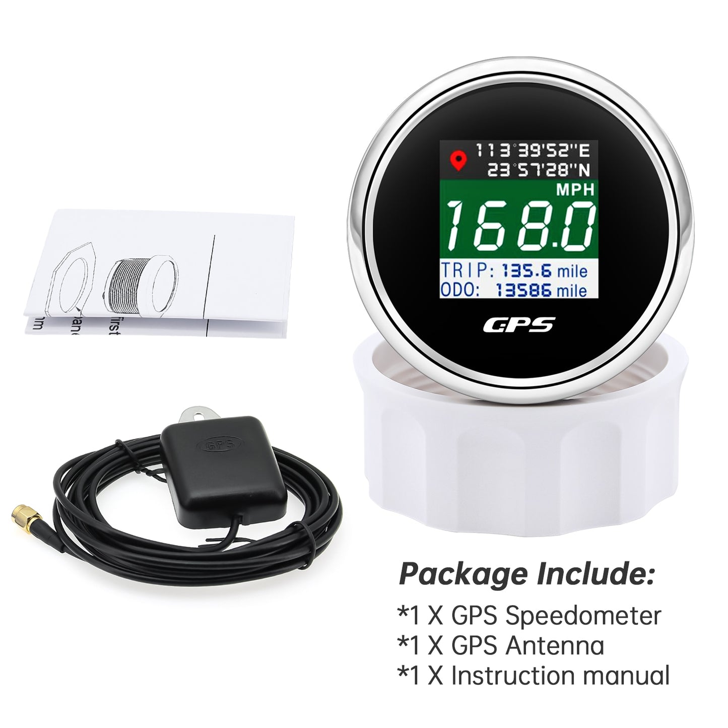 52MM GPS Speedometer With GPS Antenna