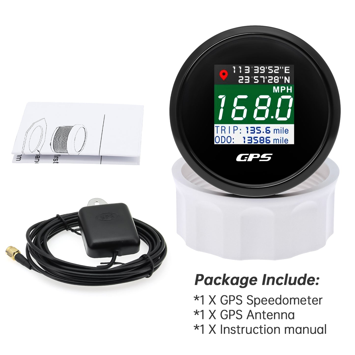 52MM GPS Speedometer With GPS Antenna