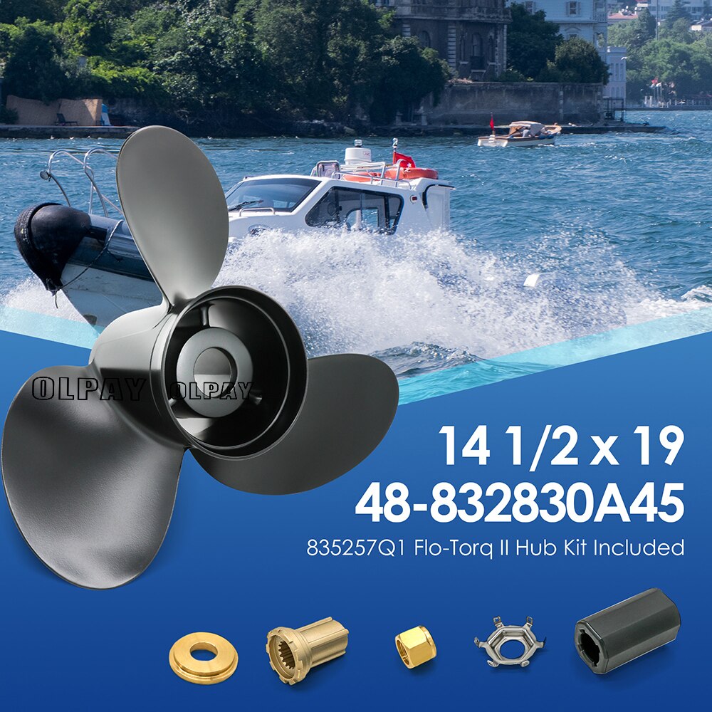 14 1/2 x 19 Pitch 48-832830A45 Upgrade Aluminum Propeller for Mercury Outboard Engines Mercruiser Alpha One Propeller