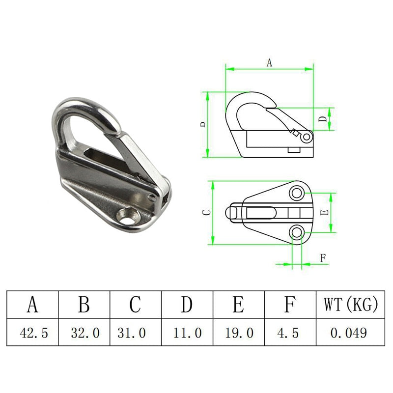 10PCS Marine Boat Fender Hook Marine Fending Hook With Closed Spring Clip Stainless Steel 316 Marine Boat Hardware