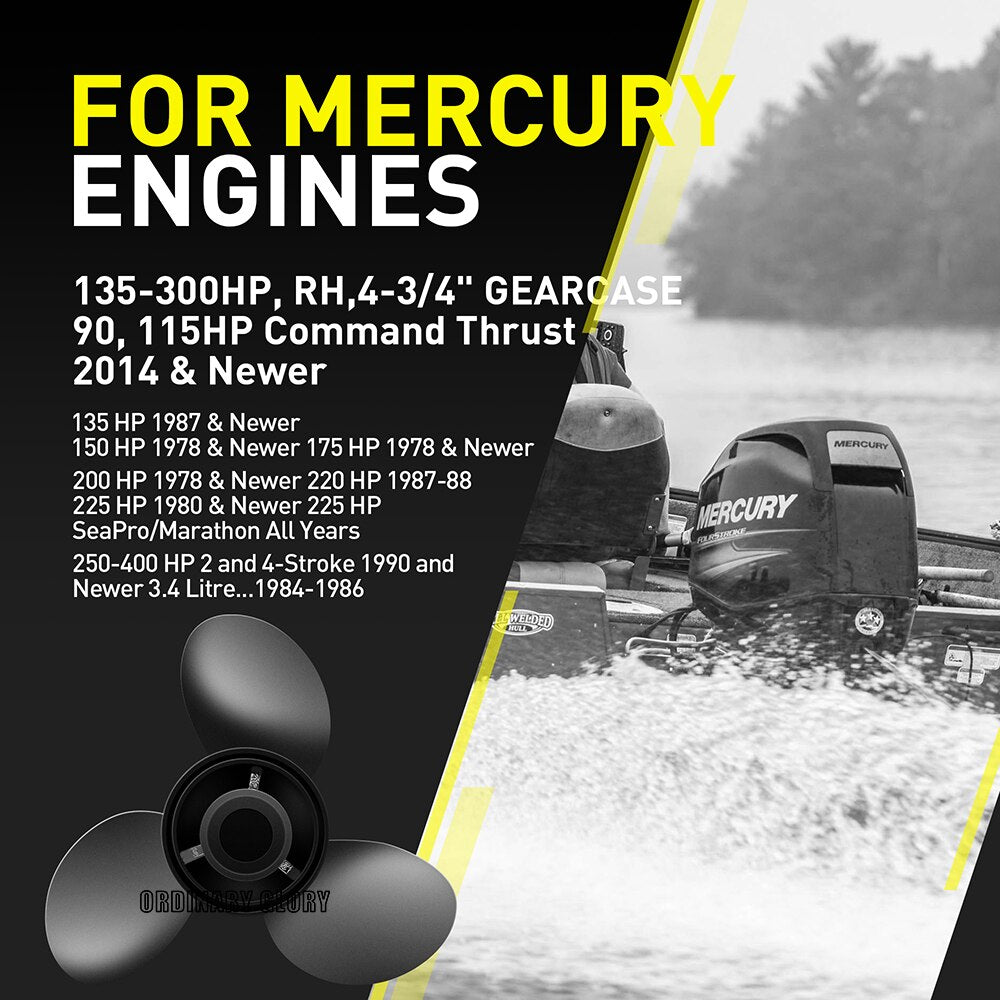 14 1/4x21 48-832832A45 Upgrade Aluminum Outboard Propeller fit Mercury/Mariner 135-300HP MERCRUISER , Alpha Bravo